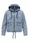 Women's Hooded Zippered Oversize Slim Denim Jacket Fk3535