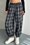 Plaid Patterned Comfortable Fit Pants with Elasticated Legs - 4