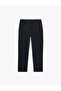 Viscose Blended Pocketed Elastic Waist Buttoned Slim Fit Pleated Fabric Trousers - 2