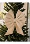 Cream Small Bow Christmas Pine Tree Ornament 35X30 cm Decorative Fabric Ribbon Christmas and New Year Decoration - 2