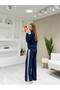 Textured Modal V-Neck Garnished Zipper Suit - 2
