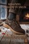 Women's Brown 100% Leather Elegant Casual Sneaker Orthopedic Comfortable Waterproof Non-Slip Sole