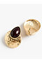Stone Detailed Textured Earrings - 3