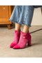 Layla Fuchia Suede Leather Detail 7 cm Heel Boots Bottie