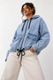 Women's Hooded Zippered Oversize Slim Denim Jacket Fk3535 - 2