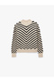 Long Sleeve High Neck Striped Knit Sweater - 6