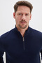 Ribbed Stand Collar Half Zipper Sweatshirt - 3