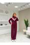 Textured Modal V-Neck Garnished Zipper Suit - 2