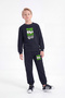 3 Thread Printed Boys' Double Pocket Crew Neck Sweatshirt Set - 2