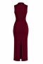 Burgundy Draped Slit Midi Dress - 2Y4114 - 2