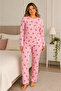 Battal Long Sleeved Cherry Printed Pajama Set - Pink - 2