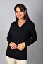 Women's V-Neck Long Sleeve Blouse with Shiny Fabric and Stone Embellishments on Front and Sleeves - 3