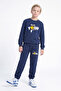 3 Thread Printed Boys' Double Pocket Crew Neck Sweatshirt Set - 5