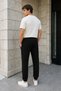 Men's Black Sweatpants Jogger with Elastic Waist and Cuffs and Pockets - 7