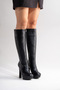 Women's Black Leather High Heeled Platform Over-The-Knee Boots - Stylish and Modern Design Lily - 7