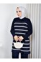 Knitwear Striped Double Set Navy Blue - 4