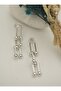 Chain earrings - silver color - - 2