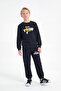 3 Thread Printed Boys' Double Pocket Crew Neck 2-Piece Tracksuit Set 4 Pieces - 5