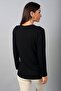 Women's Front Zebra Pattern Bow Detailed V-Neck Long Sleeve Blouse - 4