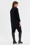 Women's Stand Collar Felt Floral Embroidered Long Wool Coat Black - 5