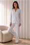 Women's Patterned Basic Winter Blue Pajama Set - 6