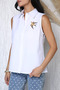 Cream Women's Bird Embroidered Zero Sleeve Shirt - 3