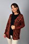 Women's Vertical Stone Embroidery Zebra Pattern Long Sleeve Cardigan
