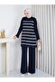 Knitwear Striped Double Set Navy Blue - 3