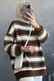 Brown and White Striped Hijab Sweatshirt |   100% Cotton 2-Thread Fabric |   Sweatshirt Suitable for Daily Combinations |   Modern Simple Cotton Clothing |   Comfort-Focused 2-Strand Hijab Sweatshirt |   Casual Style