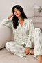 Women's Buttoned Winter Home Green Pajama Set - 2