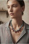 Handmade Special Design Necklace with Drip Coral and Broken Turquoise Natural Stones - 4