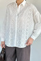 White Self Patterned Shirt - 3