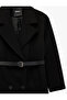 Long Sleeve Pocketed Buttoned Belted Double Breasted Long Cashmere Coat - 3