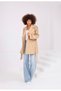 Women's Oversized Short Trench Coat with Epaulettes, Buttons, and Pockets - 8