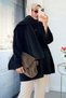 Premium Woolen Plush Women's Coat – Black