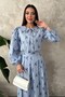Blue Striped Floral Blouse Skirt Set - 3