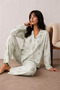Women's Buttoned Winter Home Green Pajama Set - 5