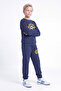 3 Thread Printed Boys' Double Pocket Crew Neck 2-Piece Tracksuit Set 4 Pieces - 3