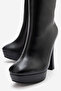 Women's Black Leather High Heeled Platform Over-The-Knee Boots - Stylish and Modern Design Lily - 4