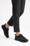 Ponet Front Pleated Elastic Genuine Leather Women's Shoes Black Skin - 2