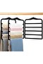 3 Pack Pants Hangers Space Saving, 5-Tier Velvet Non-Slip Multi-Layer Pants Hangers for Closet, Fold