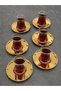 6 Pieces Gold Stainless Steel Tea Plate Coasters with Gold Rose Detail - 2
