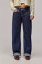 Women's Kayla Navy Blue Striped Vintage Straight Leg Jean Low Waist Loose Fit Denim Pants - 2