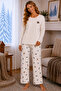 Embroidered Milan Knitted Long Sleeve Round Neck Women's Pajama Set - 2