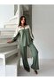 Women's Modal Fabric Oversize Parachute Detailed Interlocking Zippered Double Bottom Top Set - 5