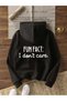 Black Fun Fact Sweatshirt - Printed Oversize Hooded Sweatshirt - 2