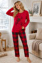 Embroidered Milan Knitted Long Sleeve Round Neck Women's Pajama Set - 2