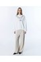 Women's Ecru Chain Heart Printed Crew Neck Oversize Sweatshirt Long Sleeve - 4