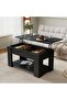Modern Coffee Table Centre Table Adjustable Lift Top Tabletop with Hidden Storage and Practical Bottom Shelf 90X50X46Cm