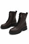 Sukan Yan V Buckle Long Side Zipper Genuine Leather Women's Boots Brown Skin - 3